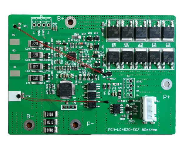 BMS with RS232/RS485/SMBus/Bluetooth Communication for 3~4S Li-ion/LiFePO4 Battery Pack PCM-L04S20-E07