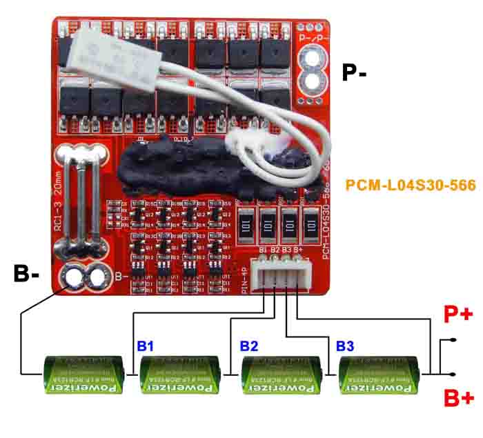 Protection Circuit Module for 3~4S Li-ion/LiFePO4 Battery Pack PCM-L04S30-566 60*60mm