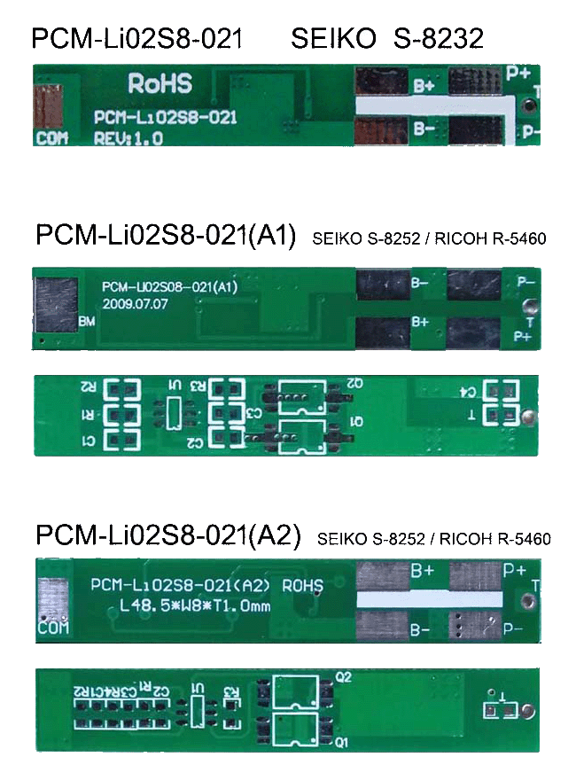  Protection Circuit Module for 2S Li-ion/LiFePO4 Battery Pack PCM-Li02S8-021 48.5*8mm