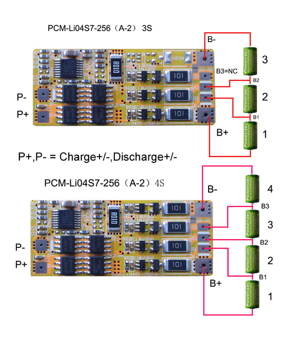  Protection Circuit Module for 3~4S Li-ion/LiFePO4 Battery Pack PCM-Li04S7-256 50*21mm